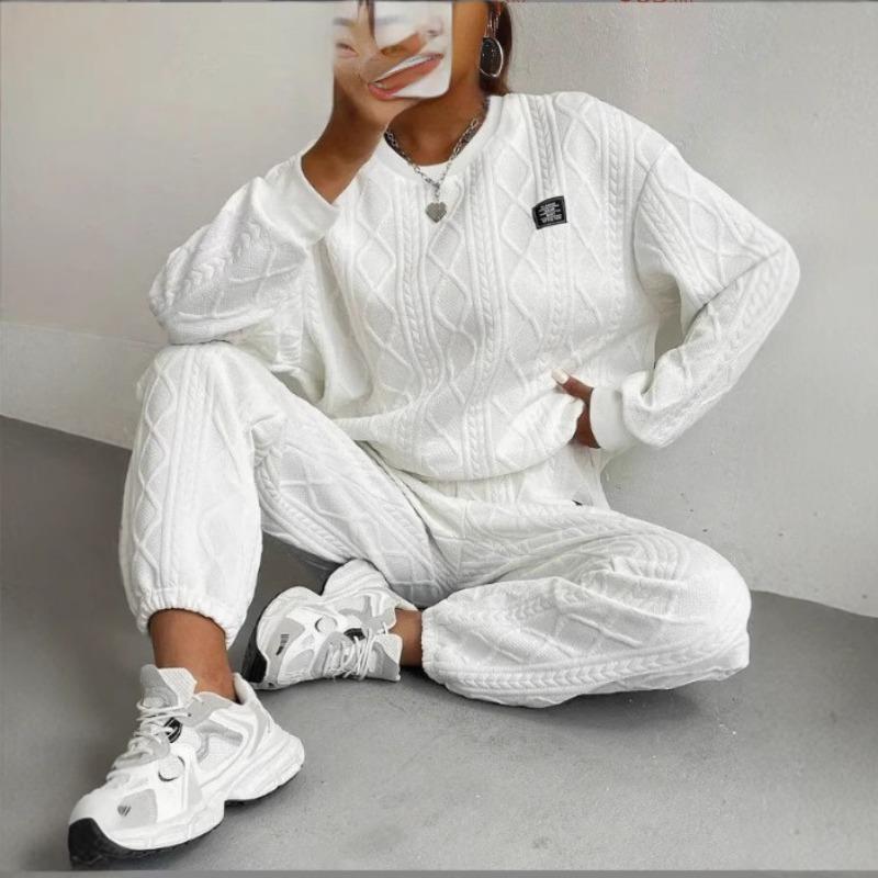 Women Fashion Casual Two Piece Long Sleeve Sweatshirt Pants Set