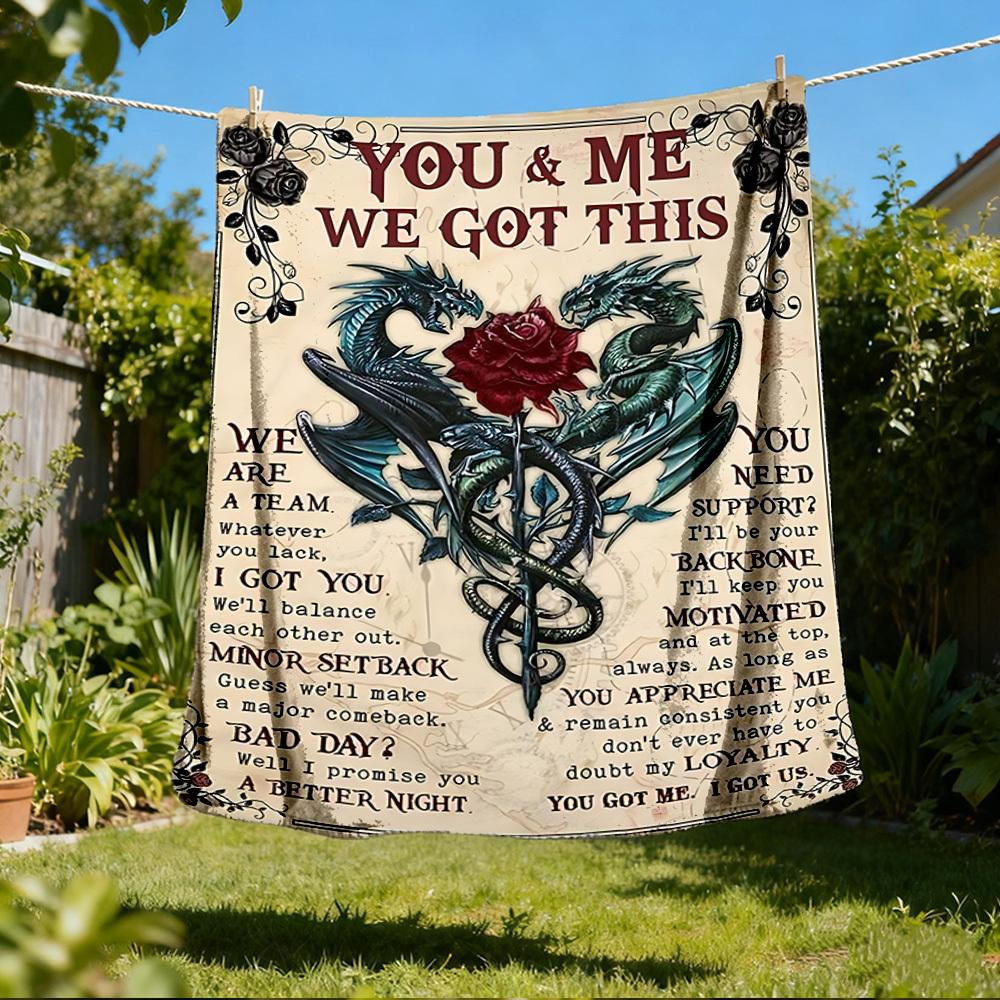 1pc Skull Couple Love Throw Blanket Polyester Fiber, Lightweight Flannel, Soft & Warm, All Season Use for Outdoor, Camping