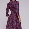 2022 A-line Retro Floral Dress for Women - Three-quarter Sleeve, Round Neck, Autumn/Winter Collection