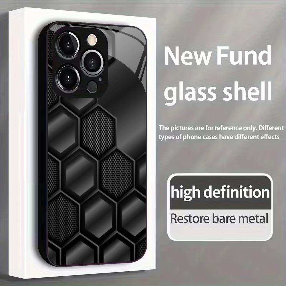 Irregular pattern design tempered glass mobile phone case suitable for iPhone17/16/15/14/13/12/11Pro Max all-inclusive anti-fall