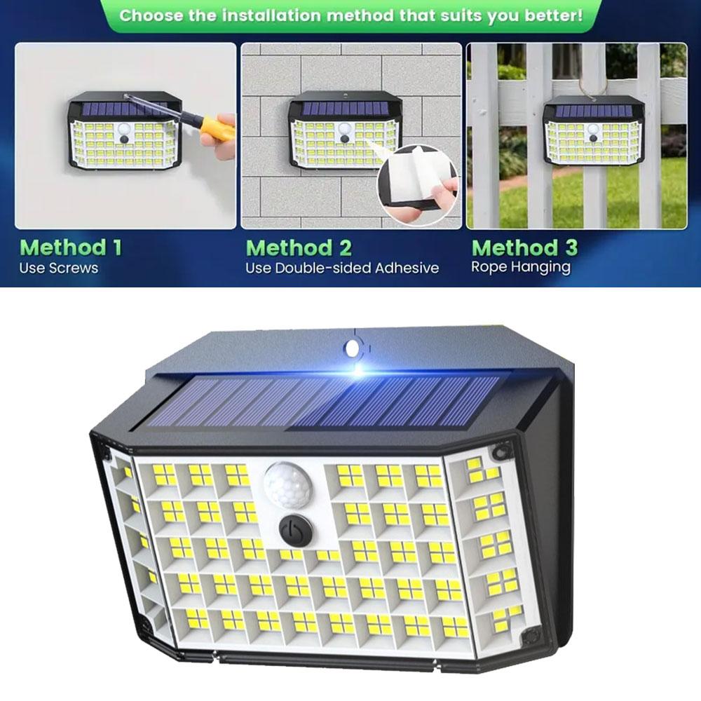 4PCS 176 LED Solar Outdoor Lights Solar Powered Motion Sensor Flood Lights IP65 Waterproof 3 Modes Wall Lamp For Outside Porch Yard