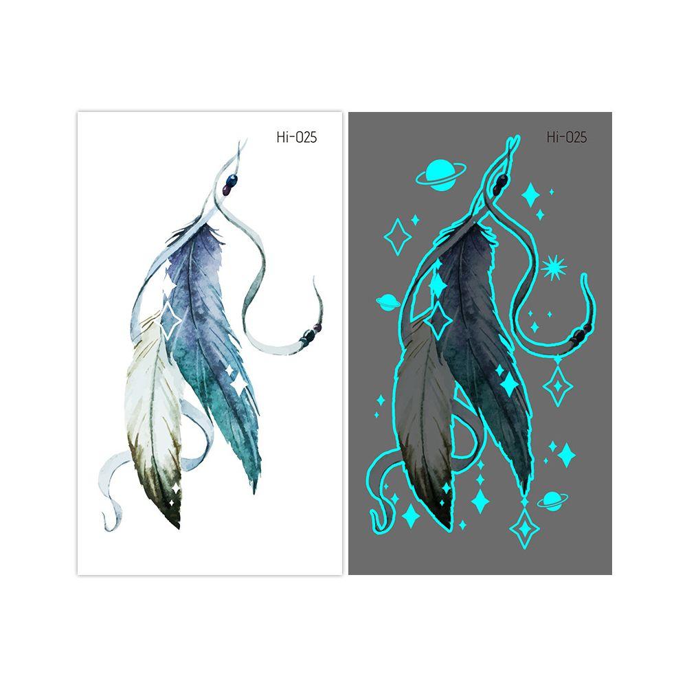 Fluorescent Star Feather Temporary Tattoos Blue Luminous Fake Tattoo Tattoo Sticker Body Art