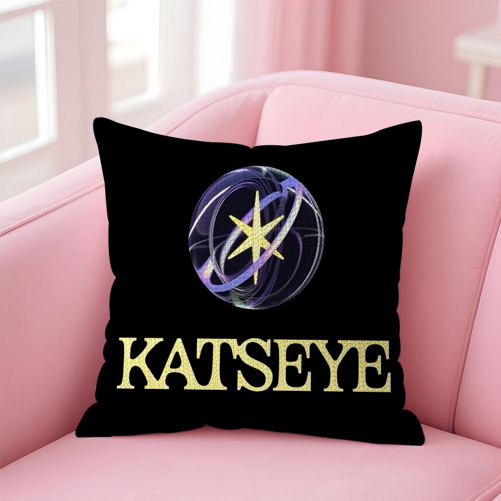 Band KKatseye Cushion Cover Natural Linen Pillow Case DoubleSided Print Decorative Sofa Pillowcase Home Decor Gift