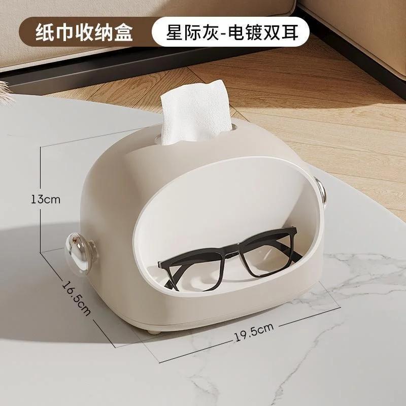 Household Multifu Tissue Holder Ins Style Solid Color Dustproof Cute Ear Tissue Box for Living Room Napkin Dispenser Box Storage