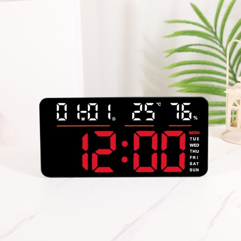 Modern Oversized Electronic Wall Clock Multifunction Time Date 2 Alarm Countdown Timer LED Display Easy Installation