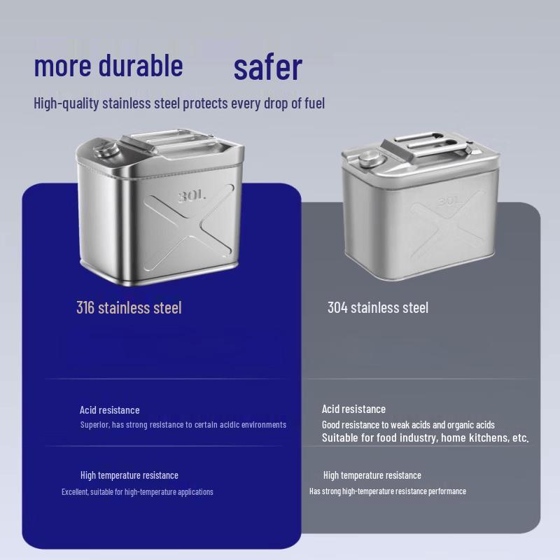 Jundingying 30L 316 Stainless Steel Square Fuel Can