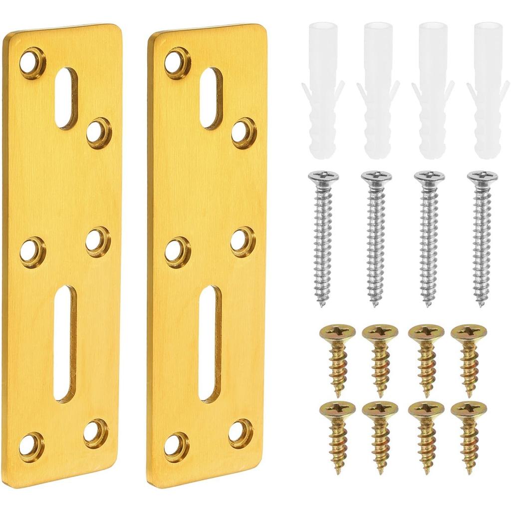 Heavy Duty Straight Steel Flat Bracket 2Pcs Metal Mending Plate Reinforcement Repair Plate with Screws for Furniture Fixing