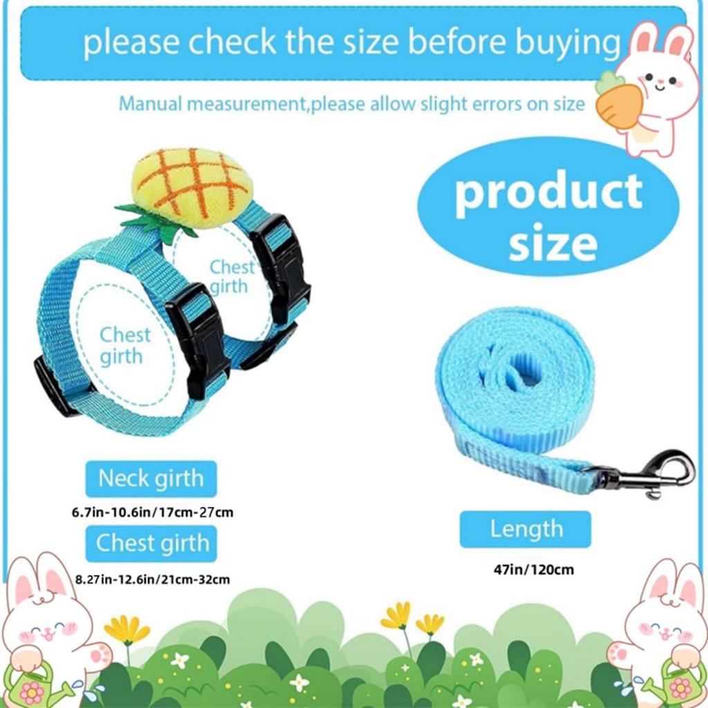 Kanin Katteseler og Båndsett Justerbare Seler for Kanin Kattunge Piggsvin Kjæledyr Utendørs Gåutstyr Tilbehør