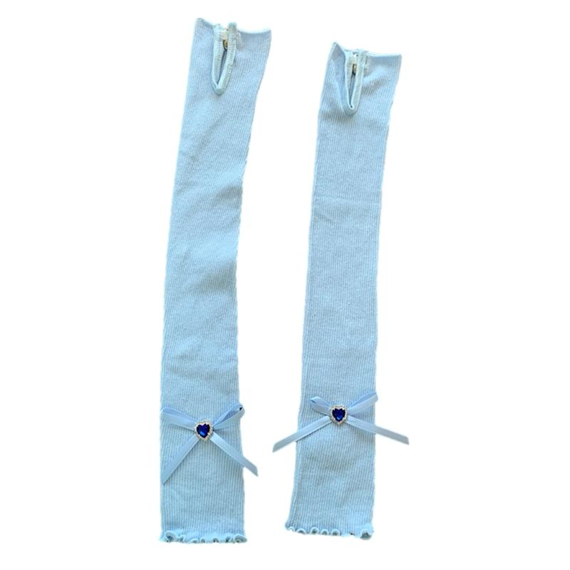 

Womens Vintage Sleeve Balletcore Arm Sleeves Laciness Diamond Knitted Gloves Blingbling Diamond Gloves Lace синій