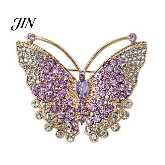Butterfly Accessory Brooch Pin, 3D Design with Sparkling Rhinestones, Decorative Strong Buckle Badge for Coats Shirts Bags Accessories Jewelry