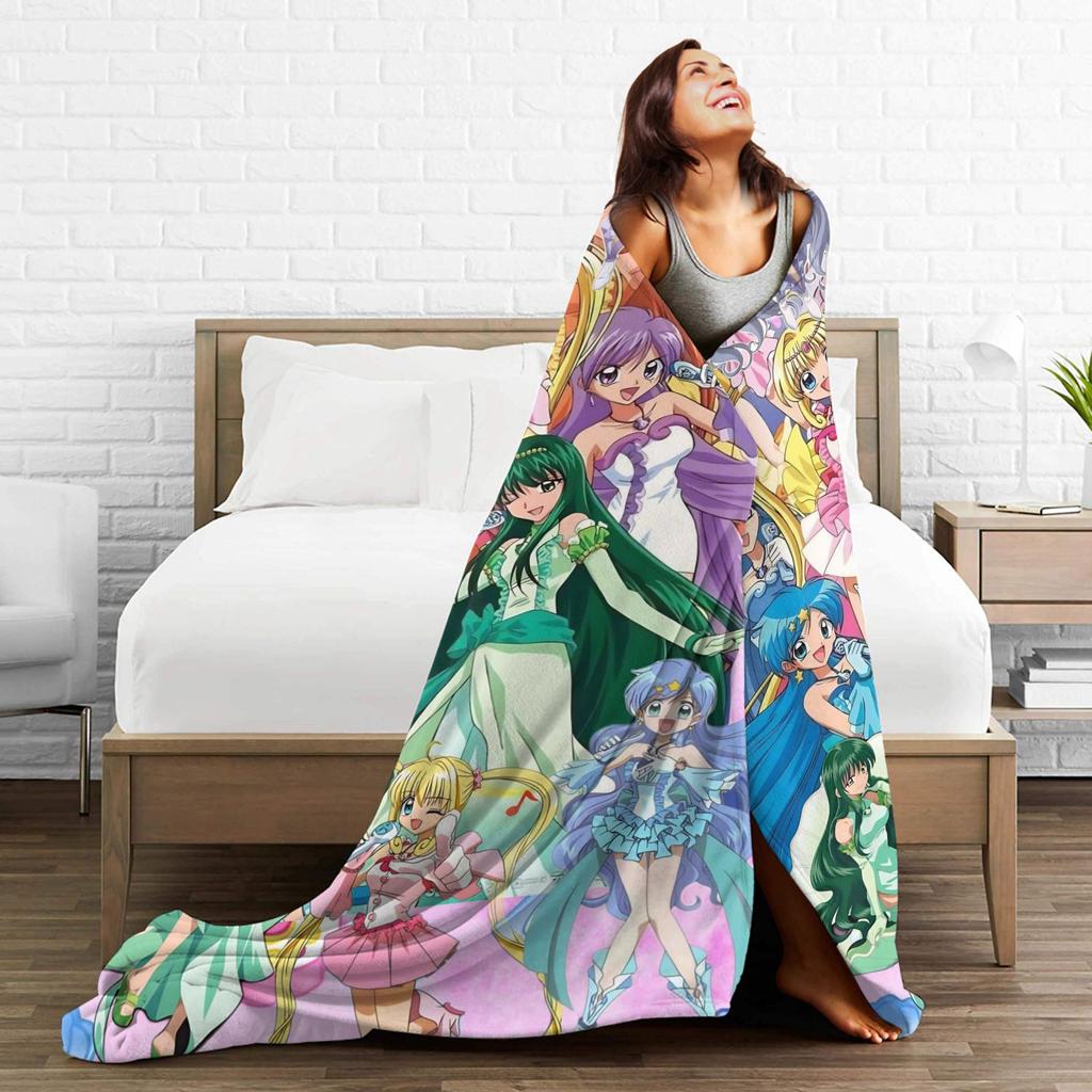Mermaid Melody Pichi Pichi Pitch Flannel Blanket Winter  Warm Throw Blanket for Kids Couch Chair Funny Bedspread Sofa Bed Cover