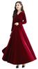 ZHONGJUE Long Dress with Long Elegant Dress for Formal and Plus Size 6 Wine Women's Sleeves, Cache-Coeur V-Neck, Velvet, Weddings, Occasions, Parties,