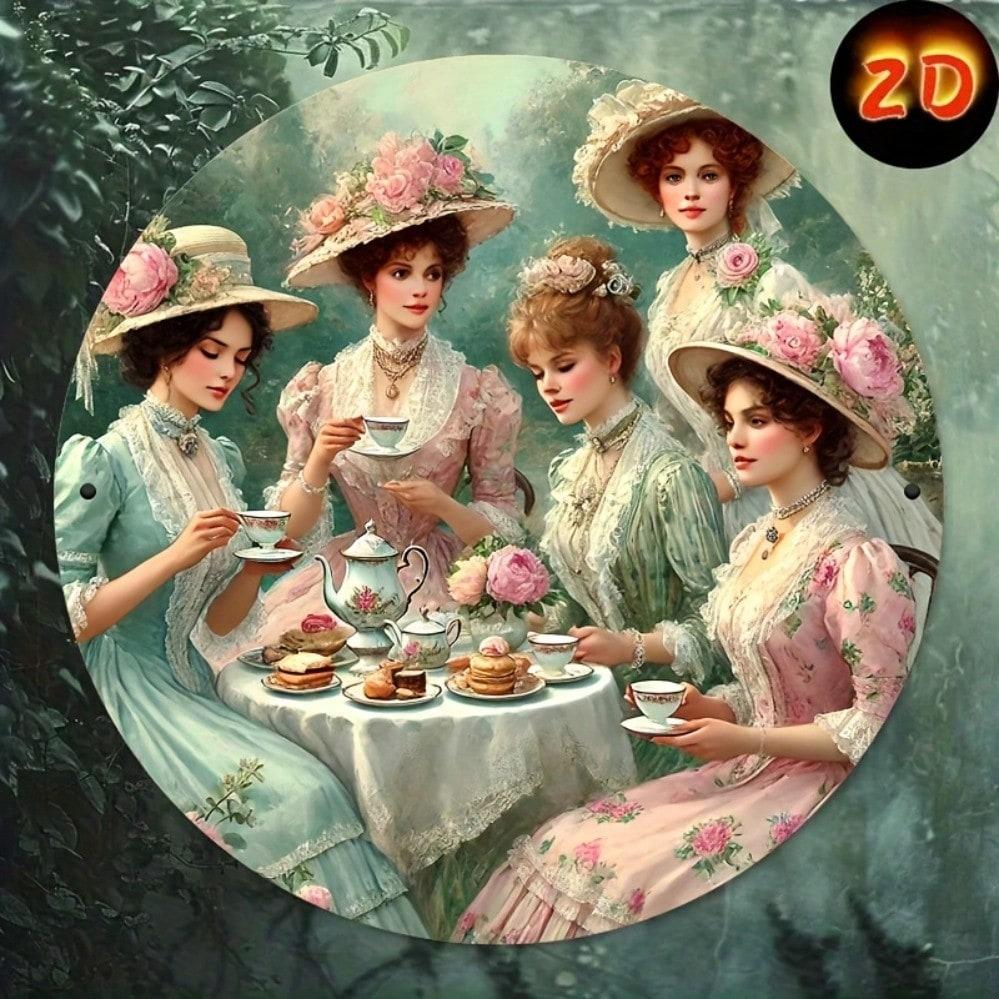 

Victorian Tea Party Metal Wall Art Decorative Plaque Home Office Decor 20x20 різнокольоровий