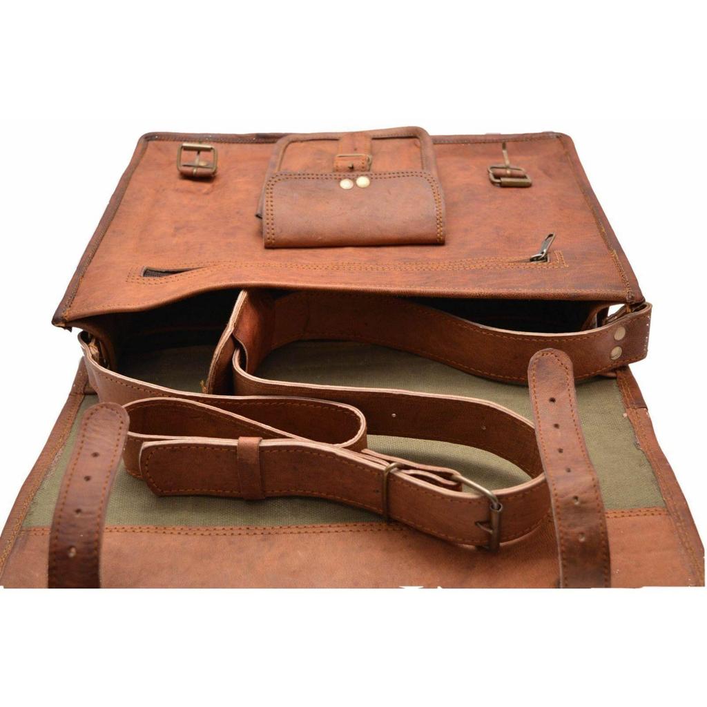 Leather Vintage Messenger Bag Shoulder Men Satchel S Laptop School Briefcase