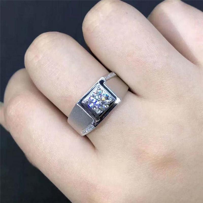 Men s 1 Carat Moissanite Ring Set: PT950 Platinum & 18K White Gold Wedding Band. 1 Carat Men s Moissanite Ring