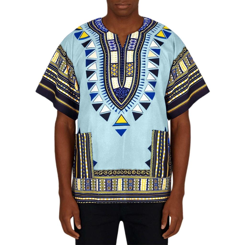 Traditionelles Dashiki-Hemd für Herren Afrikanischer Print Kurzarm Lockerer Schnitt Lässiges Tunika-Oberteil für den täglichen Gebrauch