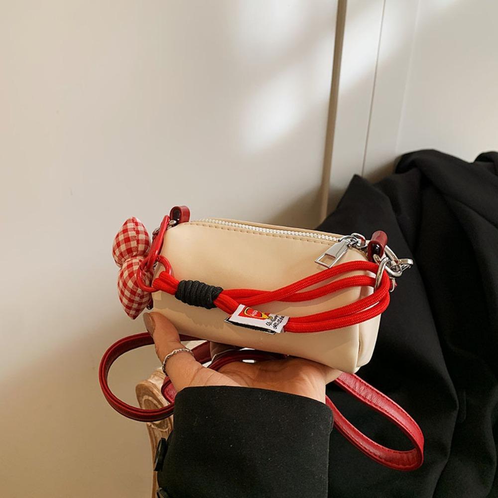 

Mini Bow Crossbody Bag Korean Style Cylindrical Bag Sweet Shoulder Bag Girl белый