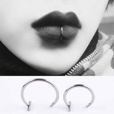 Anillos para labios de mujer Acero de titanio médico Anillo para la nariz Anillo falso para la nariz Clip para el tabique Anillo para la boca Piercing falso Clip para el cuerpo Aro