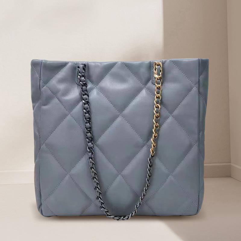 Leather Small Fragrant Wind 19Bag Shopping Bag Sheepskin Rhombus Chain Tote Bag Shoulder Bag Large Capacity Women'S Bag