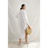 Vestido Camisa de Lino Plisado para Mujer Casual Largo Cuello Solapa