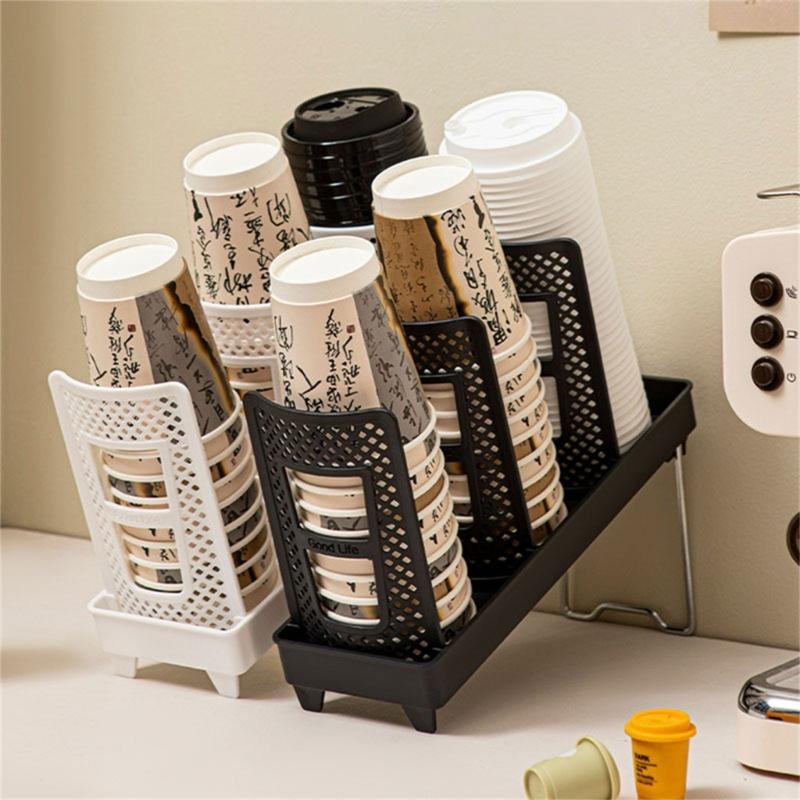 Disposable Cup Dispenser and Lid Storage Rack Cup Dispenser Cup Rack for Kitchen Bar or Break Room Organization