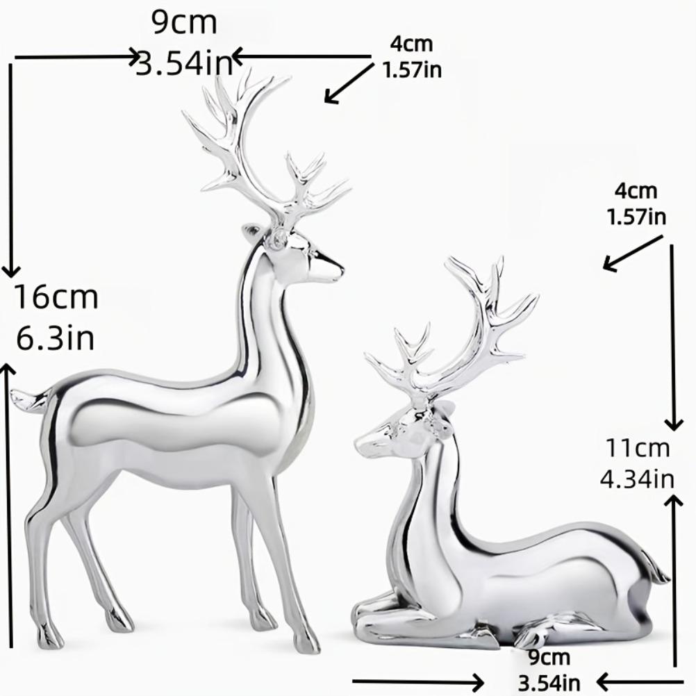 Nordic Christmas Deer Electroplating Resin Double Deer Set Home Office Desktop Decoration High Quality Resin Home Decoration