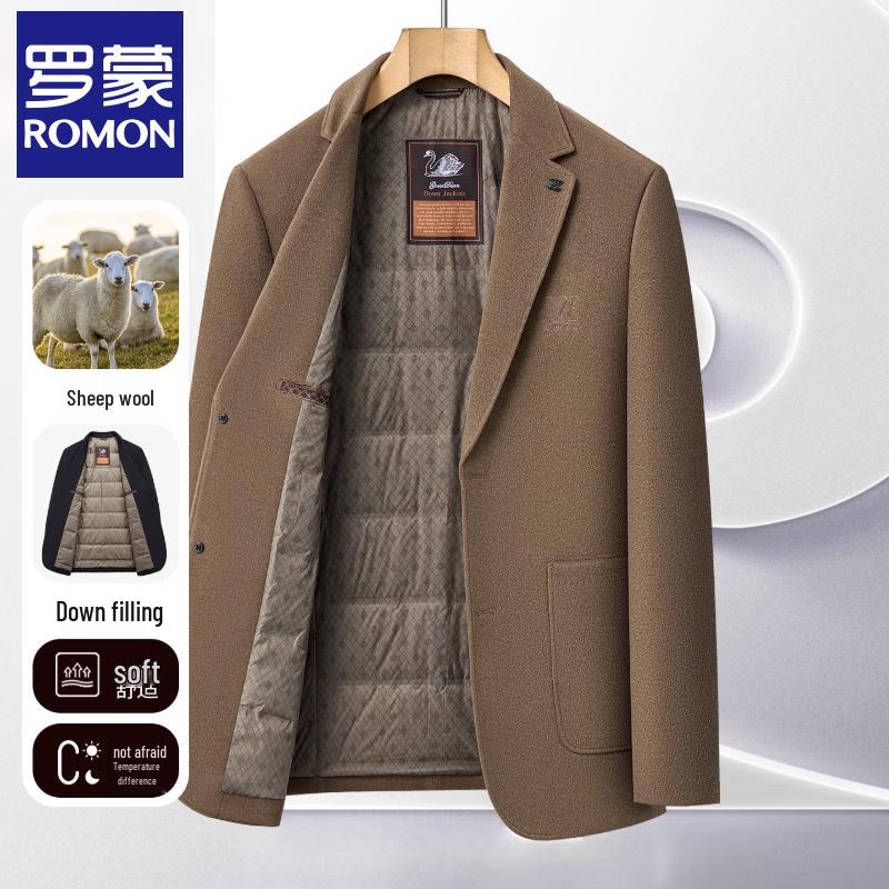 

Luomeng Men s Winter Thickened Wool Blend Casual Blazer M
