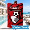 Custom Name Beach Towel Bournemouth Crest Microfiber Beach Towel, Lightweight for Summer Travel, Swimming Pool Fan Birthday Gift
