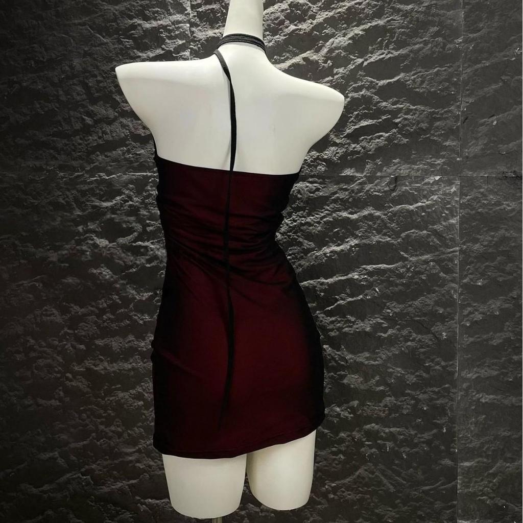 Dunkler Stil Sexy Mesh Rose Neckholder Bodycon Kleid für Frauen - Reif, Vielseitig, High-End Design