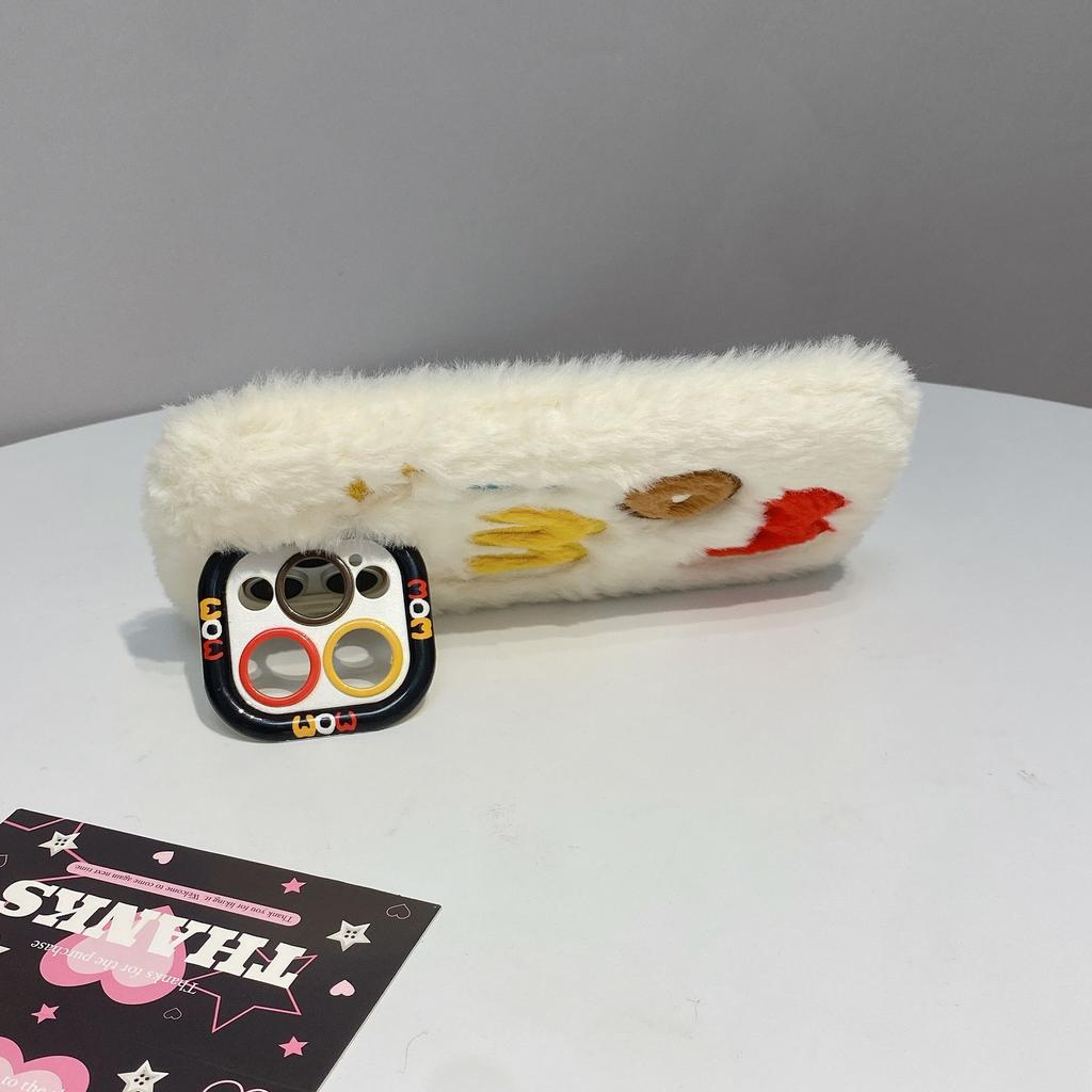 Plush WOW Mobile Phone Case for Apple 16PROMAX Lens Holder 14 Fine Holes 12 Girl Winter 14PRO