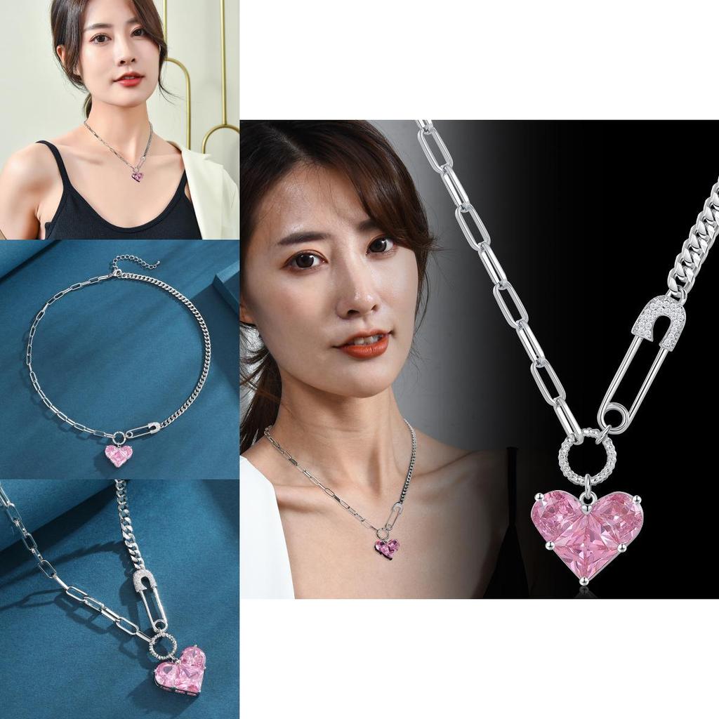 Elegant 2024 New Trendy Heart-shaped Necklace For Women With Mixed Gemstone Accents