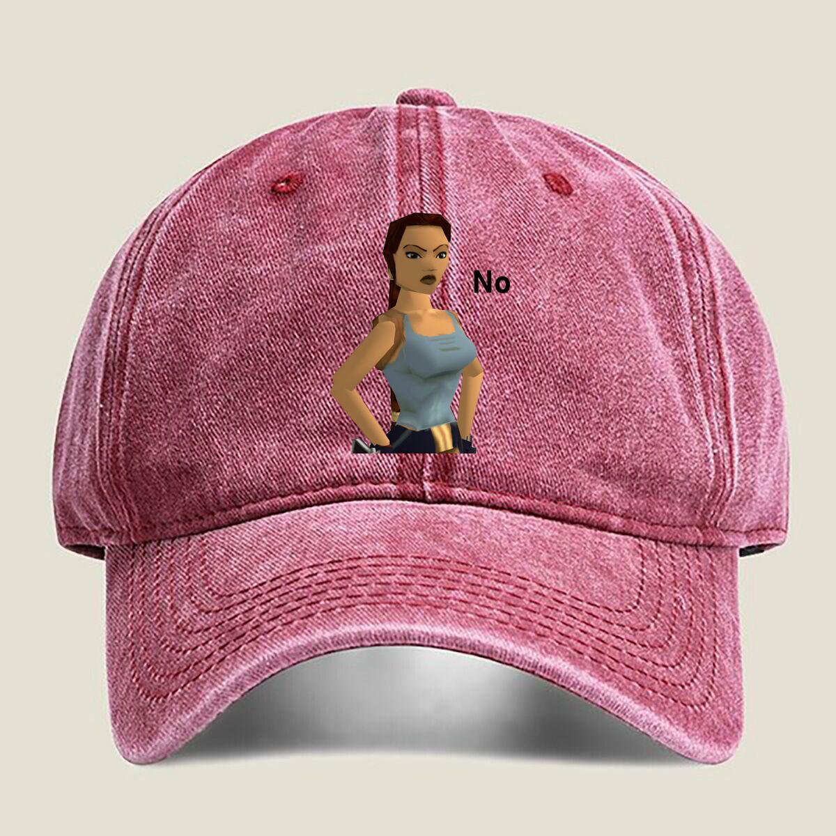 Lara Croft Gaming  Inspired Lara Croft Tomb Raider Design Washed Baseball Cap One Size