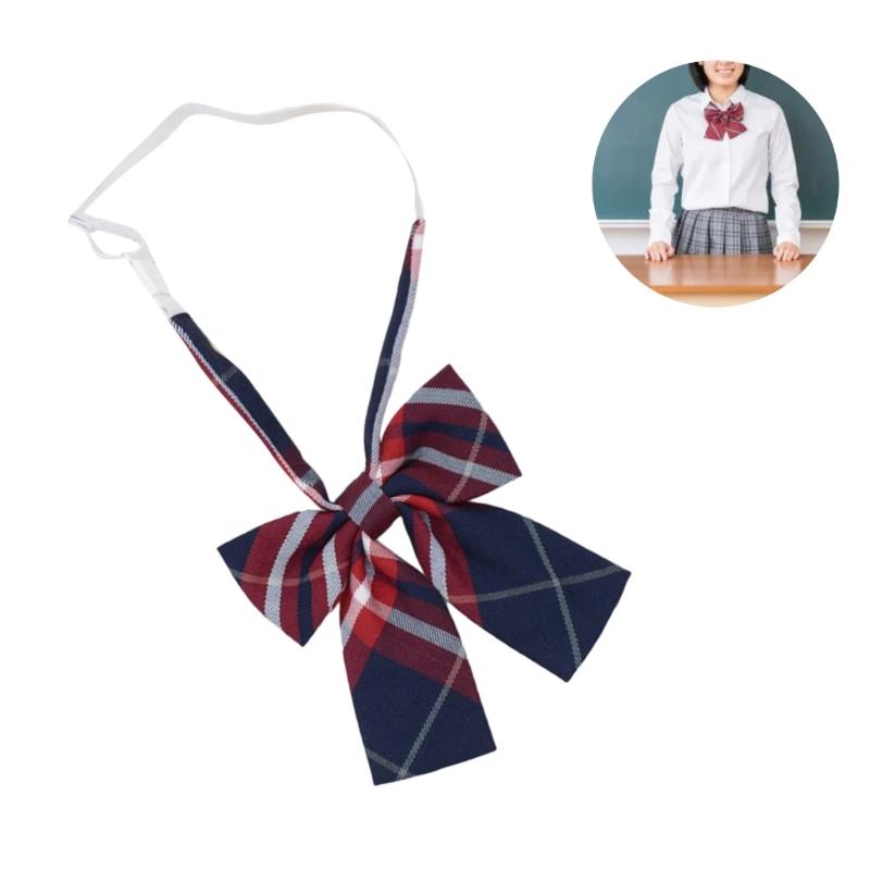 Teen Girl Lattice Necktie Woman British Style Lattice Pattern Neckwear Detachable Collar Removable Ties Costume Necktie