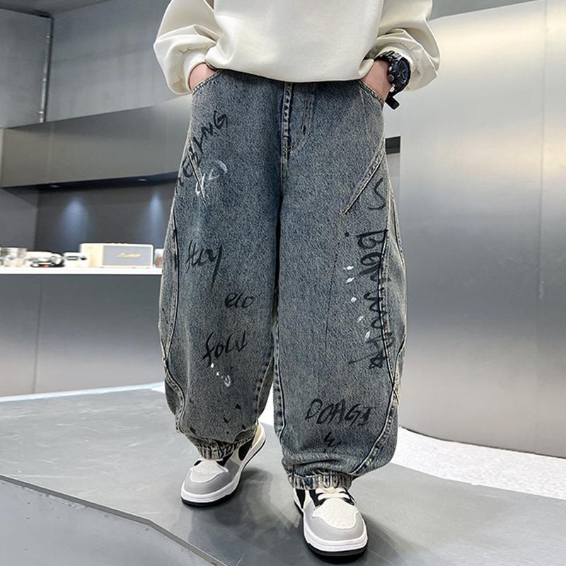 Children's Clothing Boys' Pants 2026 New Denim Spring Boys' Spring and Autumn Styles Mid To Large Children's Casual Pants Trend