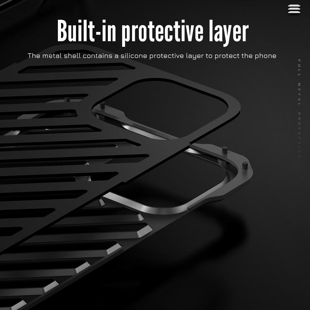 R-JUST RJ-50 For iPhone 16 Pro Max Aluminum Alloy Armor Case Hollow Shockproof Back Cover