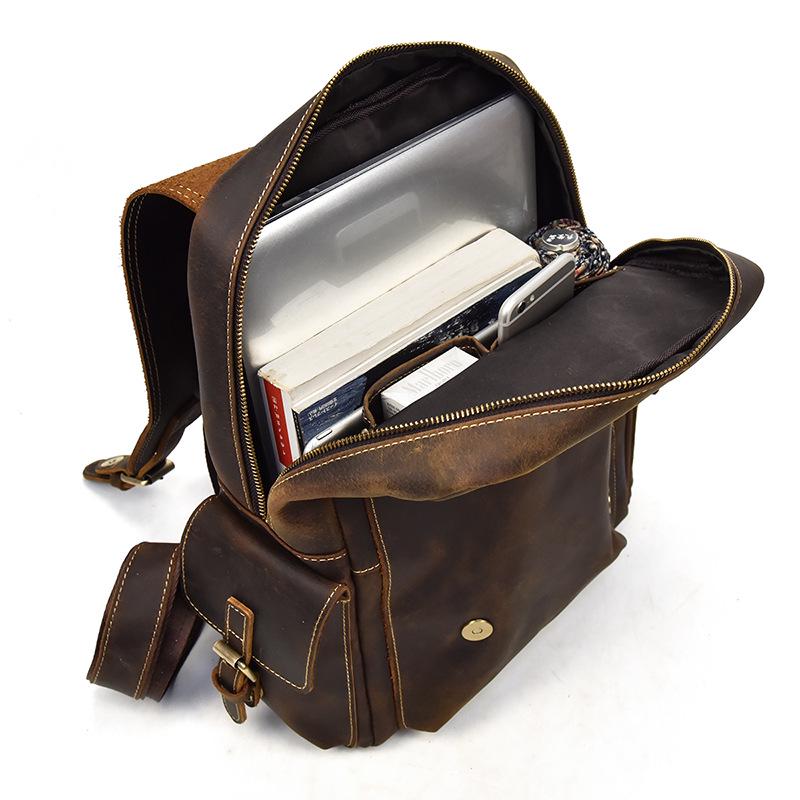 Vintage Crazy Horse Leder Rucksack für Damen und Herren - Echte Leder Reise- und Schultasche