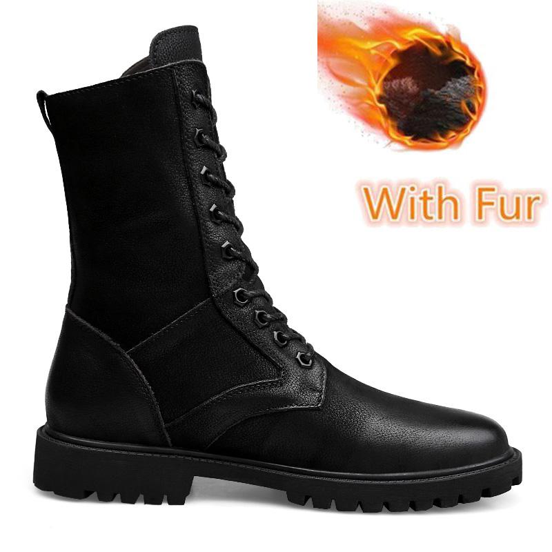 Fashion New Arrival Motorcycle Boots Genuine Leather Men Winter Shoes Warm Waterproof Man Boots Luxury Motorcycle Footwear Casual Shoes