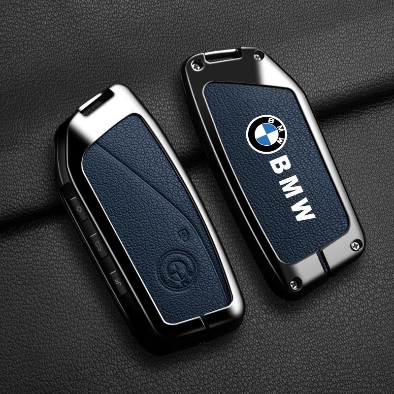 Car Sticker Hot 2025 Zinc Alloy Leather Car Remote Key Case Cover for BMW X1 U11 X7 G07 XM G09 i7 7 Series G70 LCI iX I20 U06 G8
