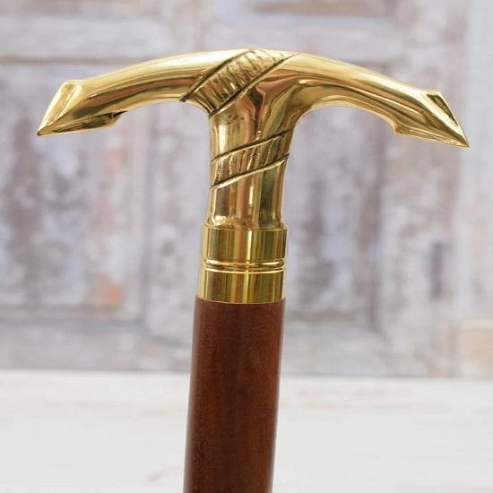 Brass Walking Stick Anchor Cane Gift for Grandfather Father Aluminium Sailor Cane Art Deco Style