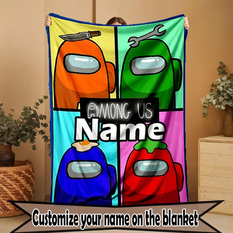 Custom Name Personalized Among Us Print Blanket, Home Decor, Bedroom, Sofa, Camping, Couch, Gifts for Birthday ChristmasEnthusiasts