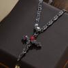 Gothic Personality Punk Thorn Cross Pendant Necklace Women's Hip-hop Fashion Ins Style Sweet Cool Niche Zircon Gift