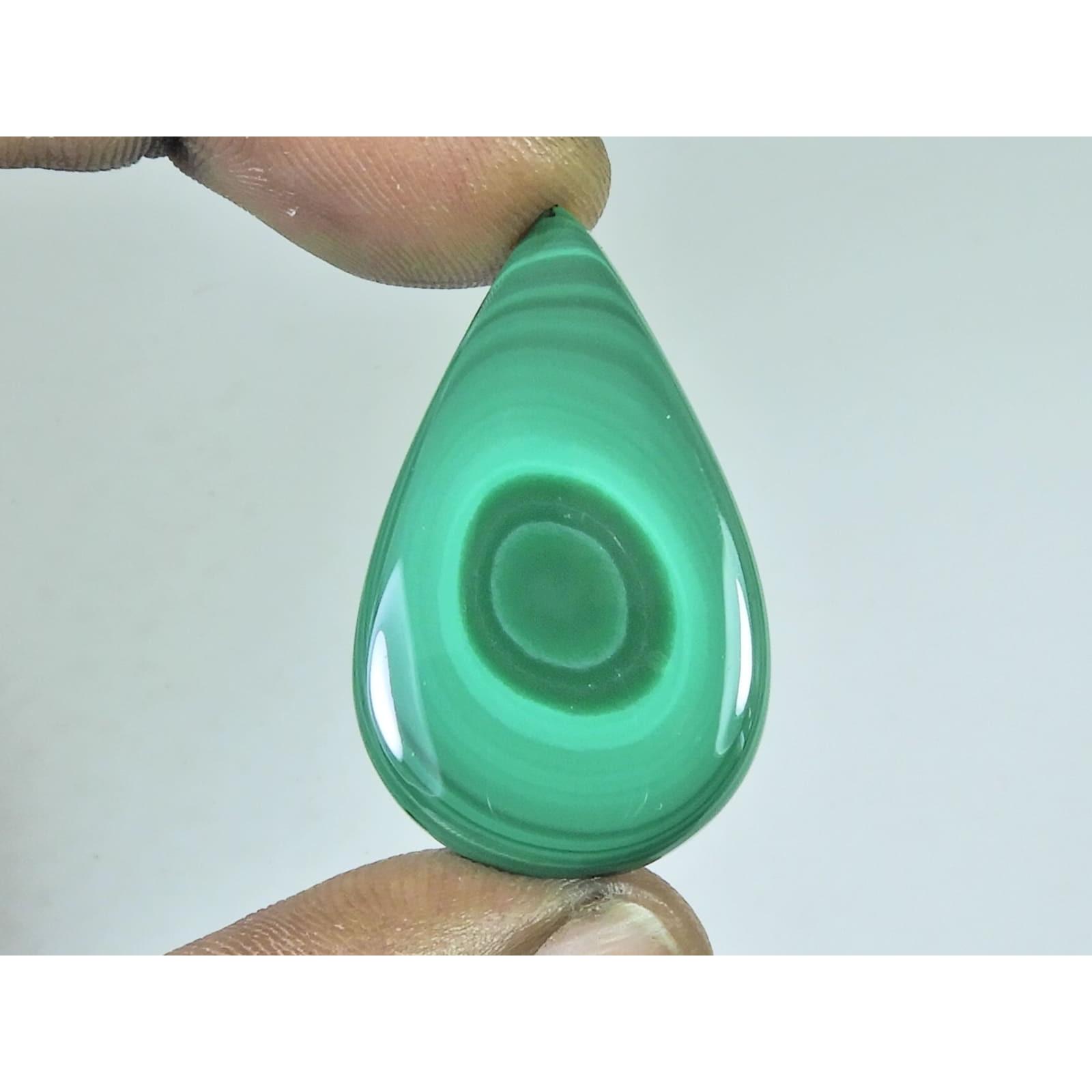 36Cts. Natural Green Malachite Pear Shape Cabochon Loose Gemstone 23X38X03MM D-358