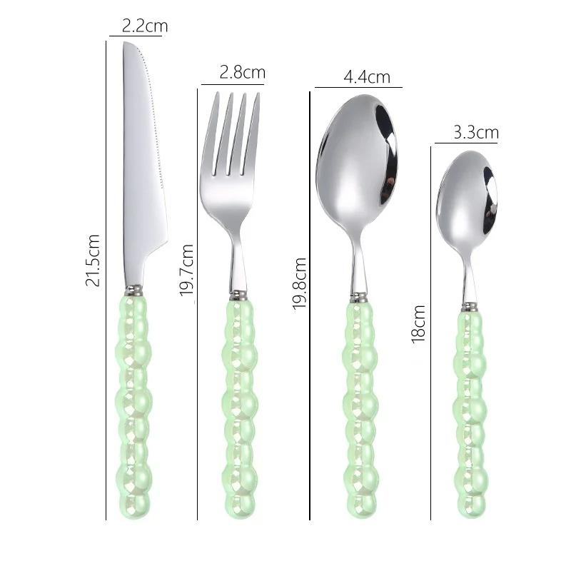 4Pcs Pearl Cutlery Set Tableware 304 Stainless Steel Wedding Home Dinnerware Knife Fork Spoon For Creativity Gift