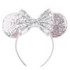 Silver Shinny Mouse Ears Headband For Girls Shinny Sequin Bow Hairband Festival Party Cosplay DIY Hair Accessories