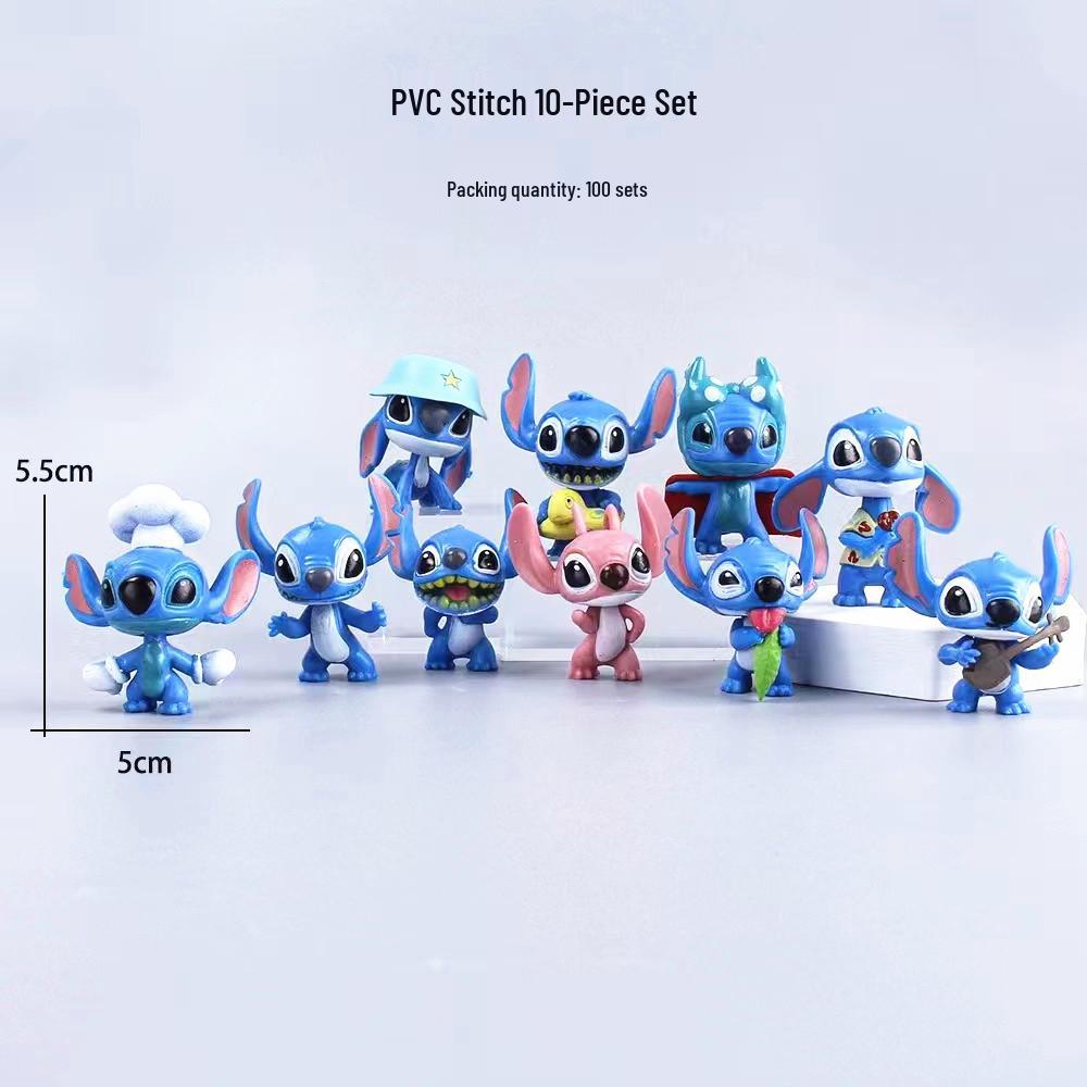 PVC 10-Piece Lilo & Stitch Cake Decoration Figurine Set