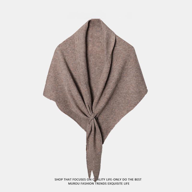 Однотонный женский зимний шарф-накидка крупной вязки из смесовой шерсти - Универсальный, теплый шарф на шею 70x170 cm