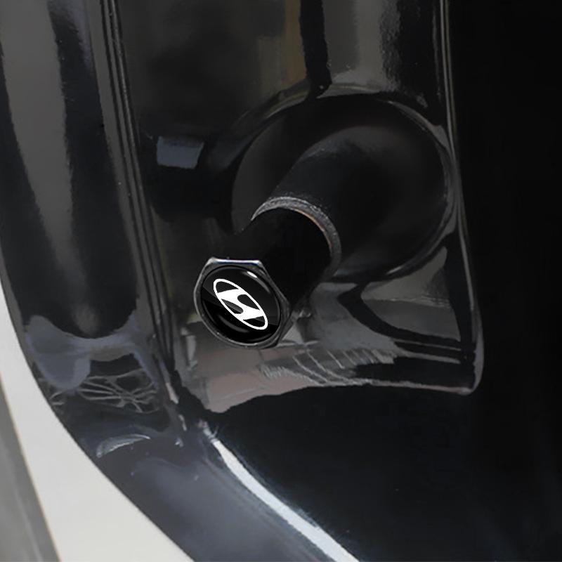 4Pcs Car Wheel Tires Bolt-in Valve Caps Badge Car Accessories For Hyundai Tucson Solaris I30 Creta IX35 I40 IX20 Veloster