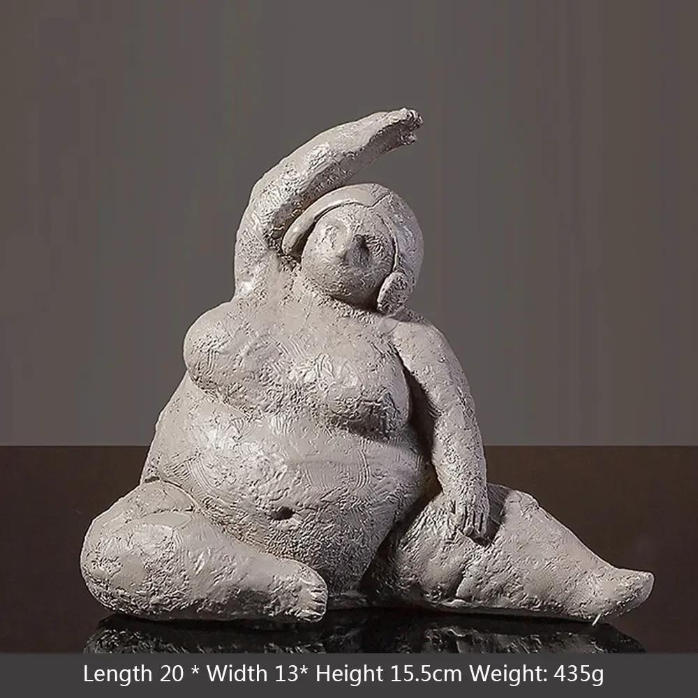 Resin Abstract Fat Lady Yoga Statue Home Decor Decoration Room Figurines Interior Desk Accessories Sculptures Nordic Living
