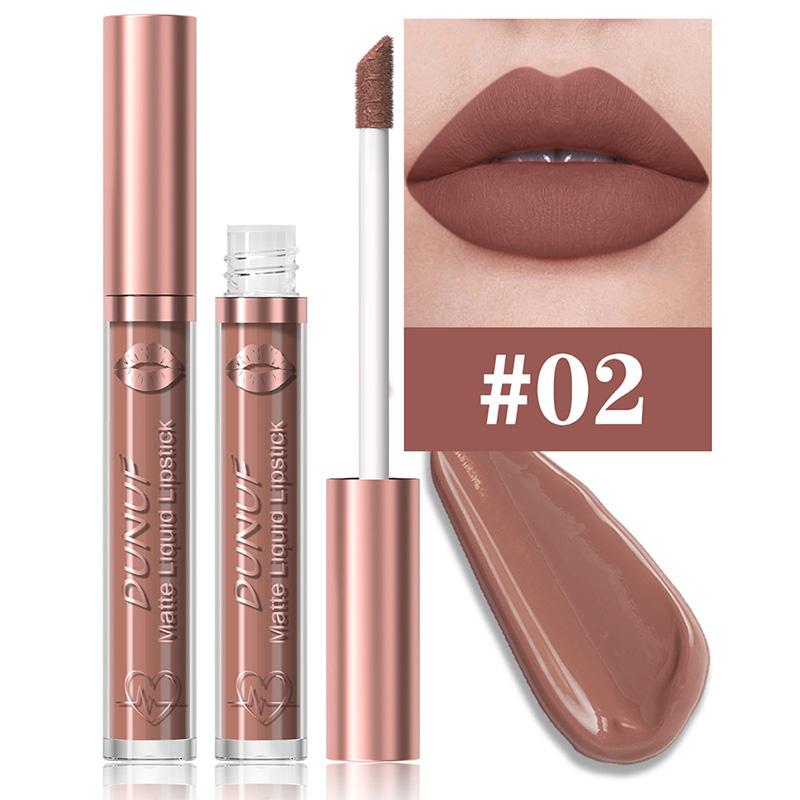 DUNUF 18 Farben Mattes Samt-Lippenstift Wasserdicht Langanhaltend Nude Matt Lipgloss Klar Feuchtigkeitsspendendes Lippenöl für Damen Make-up