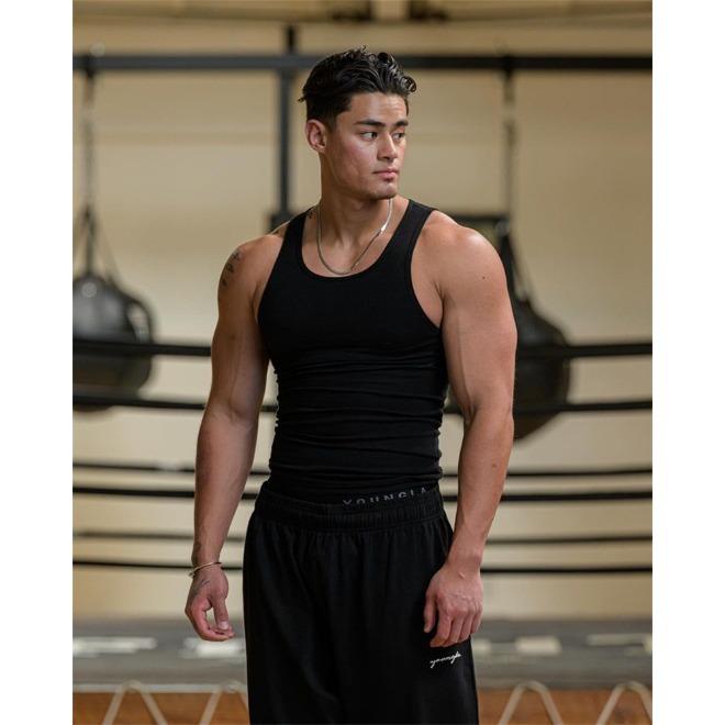 

Summer Knitted Ice Silk Ribbed I-back Vest Casual Slim-fitting Fitness Sports Men s Tank Tops M чорний